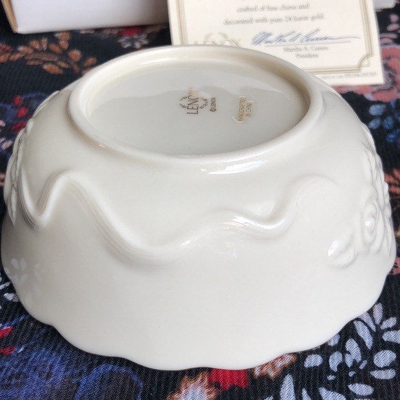 LENOX NIB Rose Blossom Bowl 4.5" Fine Bone China Pure 24K Gold COA Collectible - Picture 9 of 11